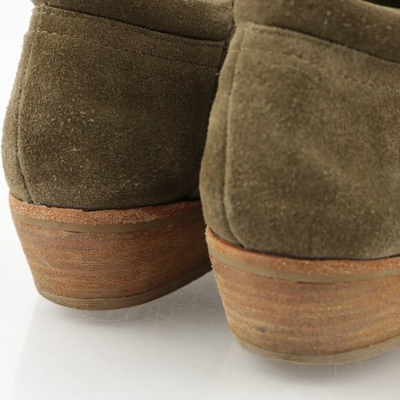 Steve Madden Womens Tobii Boot Size 6.5 Olive Suede Block Heel Bootie Comfy - Picture 3 of 13
